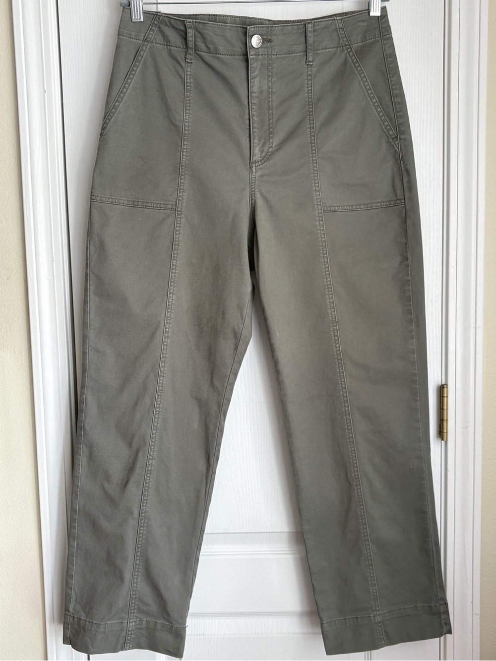 LOFT Sage Green Straight Leg Cotton Utility Pants Size 10